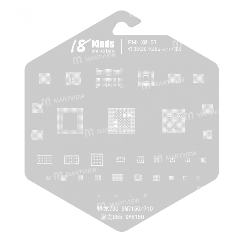 18 Kinds CPU BGA IC Reballing Stencil Kits for Xiaomi Phones