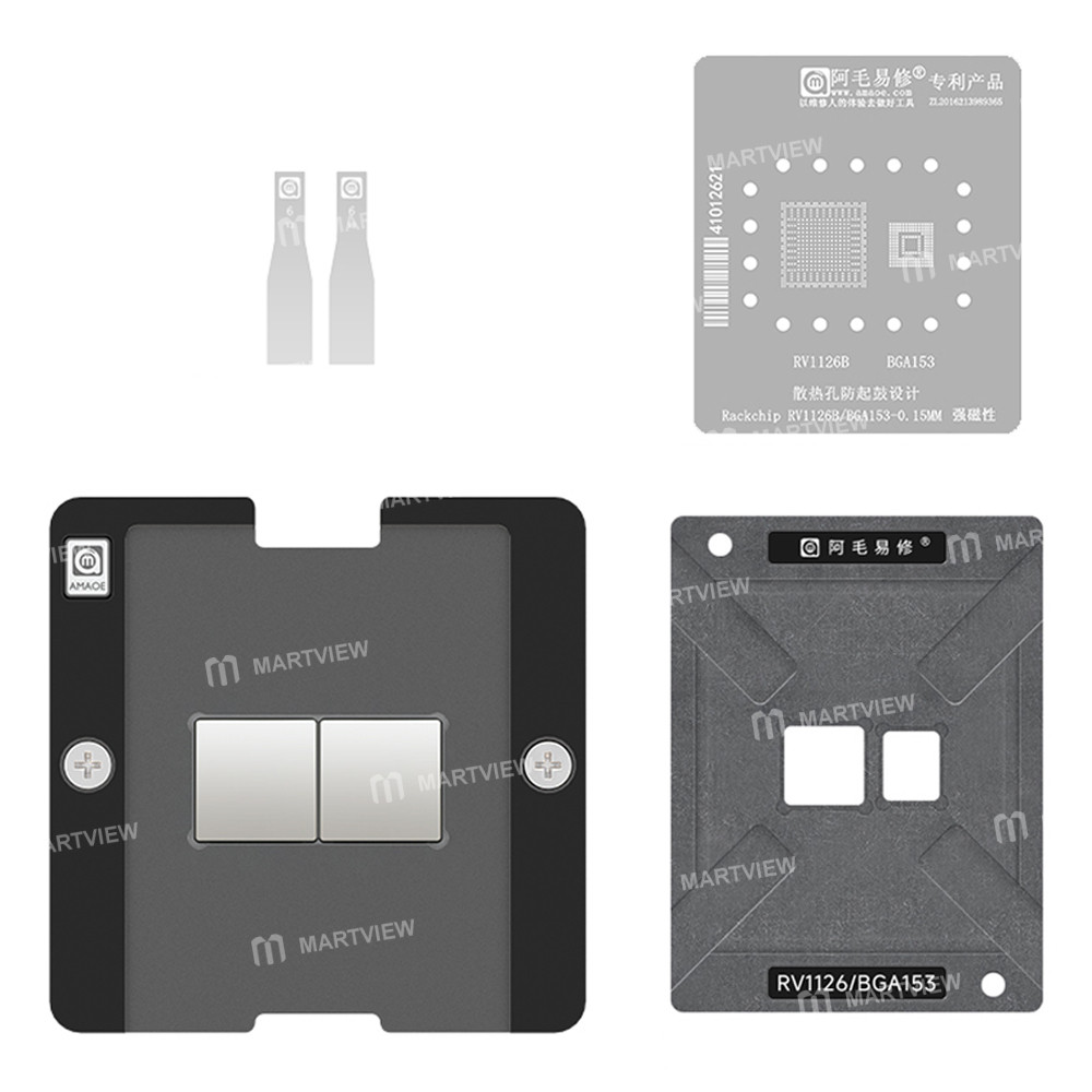 amaoe 020mm-rockchip-rv1126b-bga153-cpu-chip-bga-reballing-stencil-tin-plating-platform-set-1