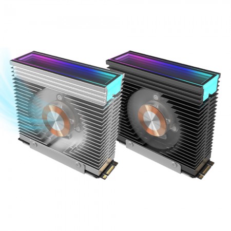 S50 ARGB Aluminum Alloy M.2 2280 SSD Radiator with 50mm PWM Dual Fan