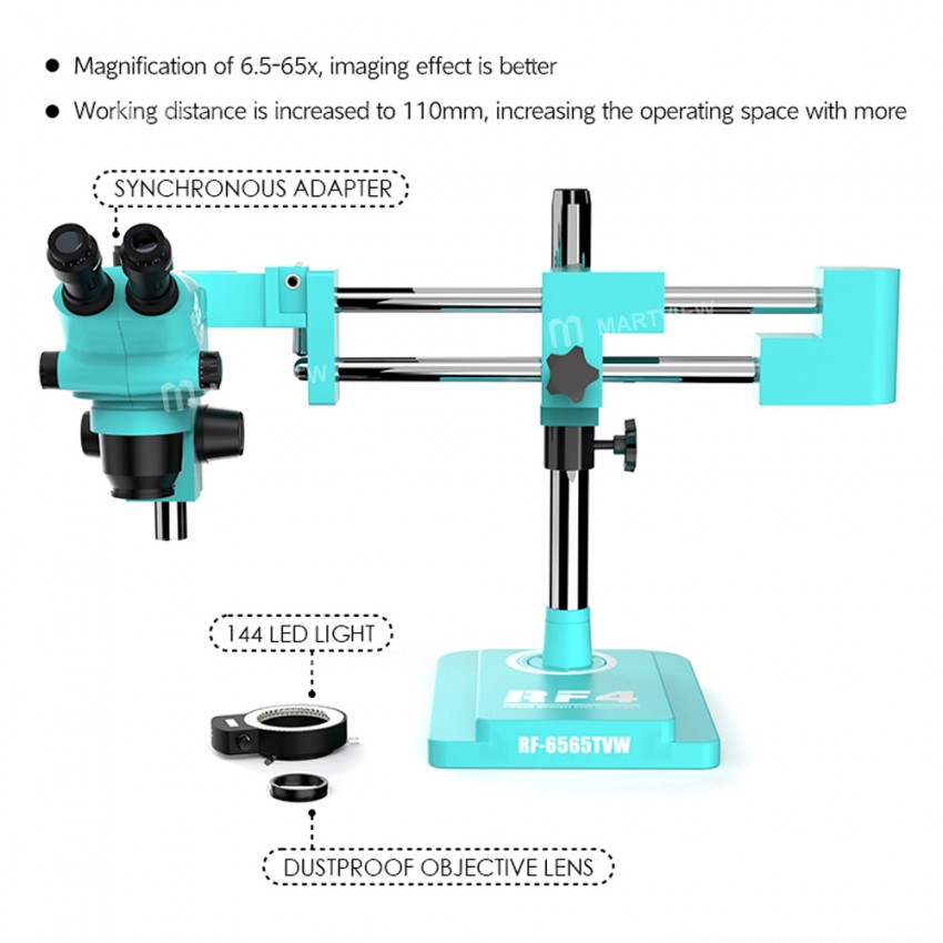 RF4 High-definition Binocular Stereo Continuous Zoom Industrial Microscope for PCB Repair