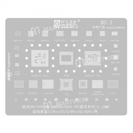Amaoe BS:1 0.12mm BGA Reballing Stencil for Qualcomm SM8250 SM8350 Black Shark 3 to 4S Pro