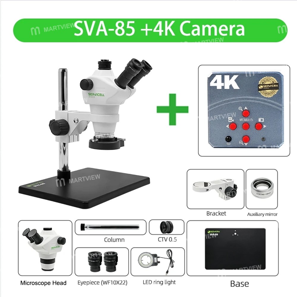 servicell arauca-sva85-series-8x-50x-high-definition-trinocular-stereo-microscope-for-pcb-repair-16