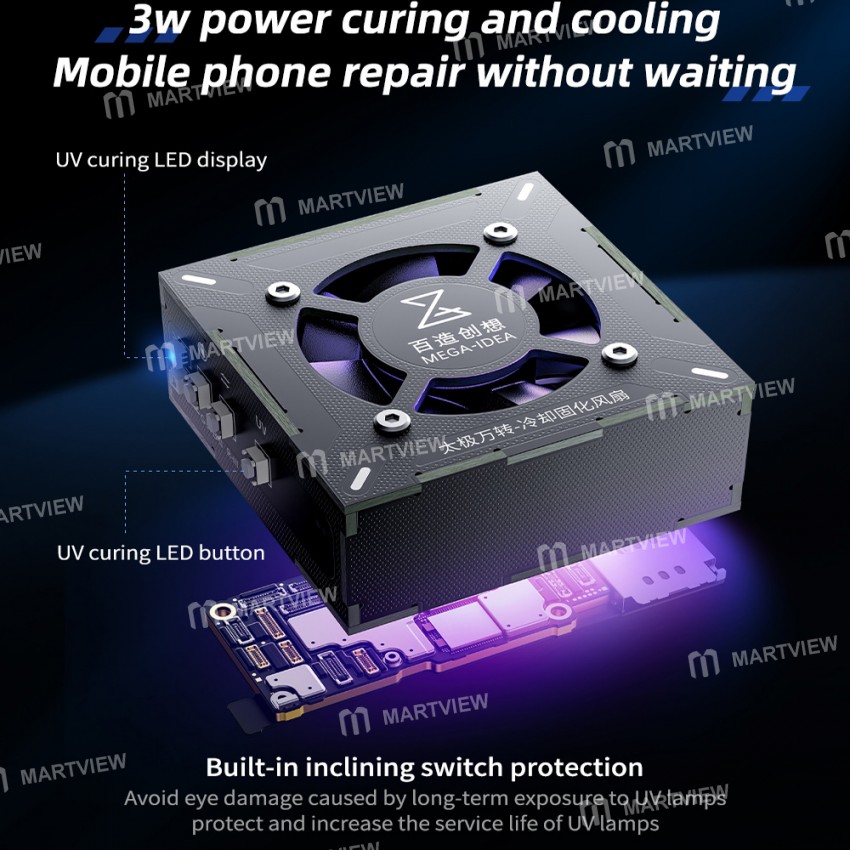 mega idea-2-in-1-three-speed-adjustment-uv-curing-cooling-fan-for-mobile-phone-repair-11