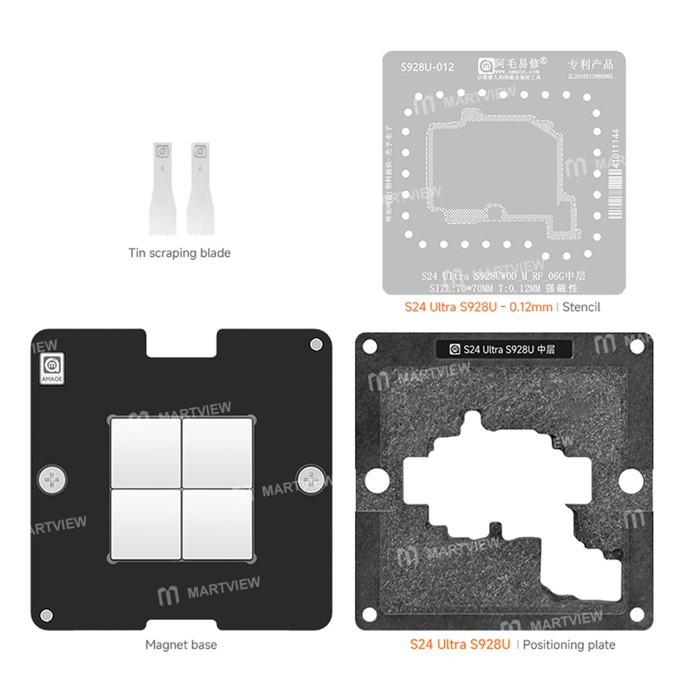 amaoe s928u-012-middle-layer-bga-reballing-stencil-platform-set-for-samsung-s24-ultra-s928u-2