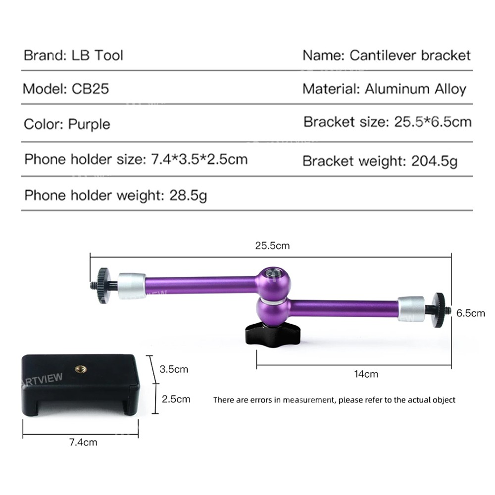 lb tool-cb25-360-dual-ball-head-aluminum-cantilever-bracket-for-microscope-repair-5