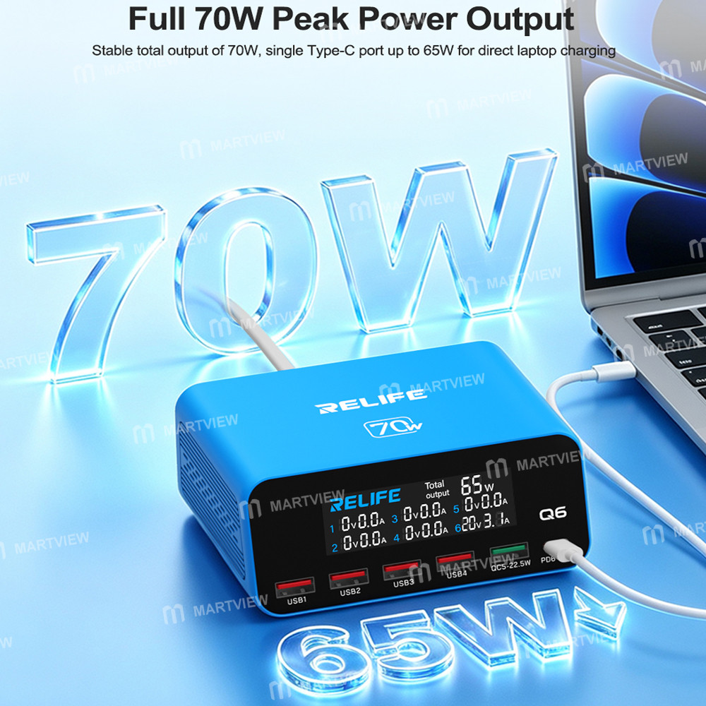 relife q6-70w-intelligent-multi-port-digital-display-charger-up-to-65w-single-port-output-9