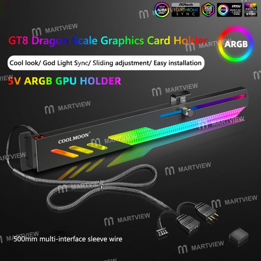 Coolmoon GT8 5V ARGB Multi-interface Synchronous Horizontal Graphics Card Bracket