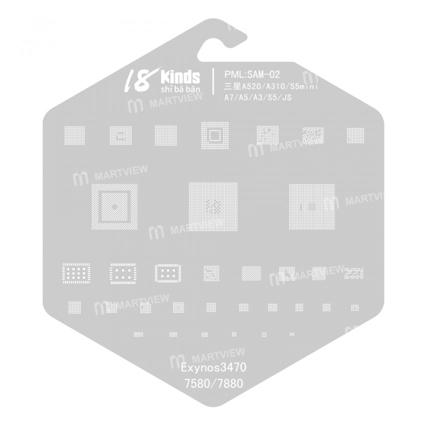 18 Kinds CPU BGA IC Reballing Stencil Kits for Samsung Phones