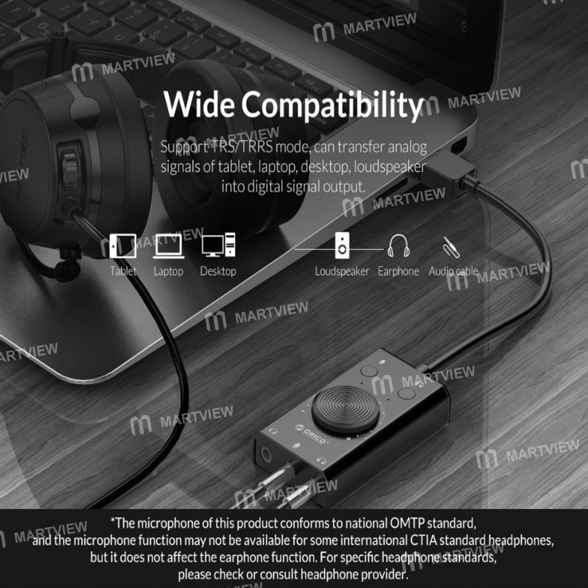 Orico SC2 Free Drive External USB Sound Card Stereo Audio Converter with Volume Adjustment
