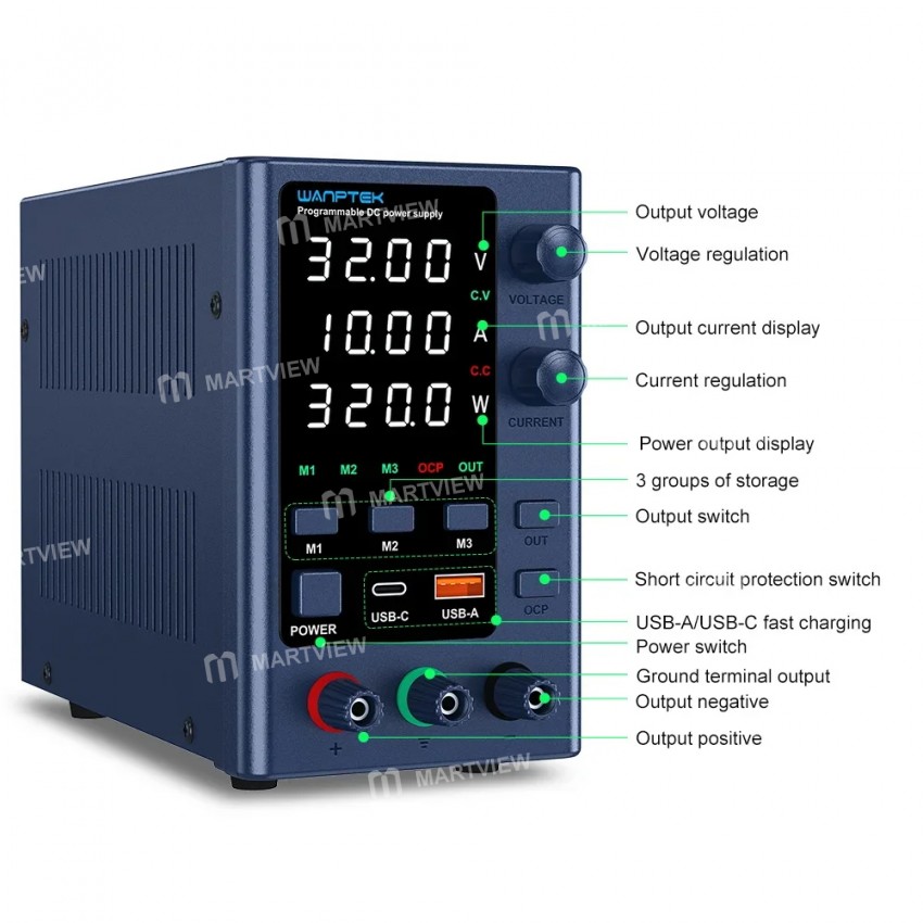 wanptek eps-series-adjustable-switching-dc-power-supply-with-usb-type-c-dual-interface-12