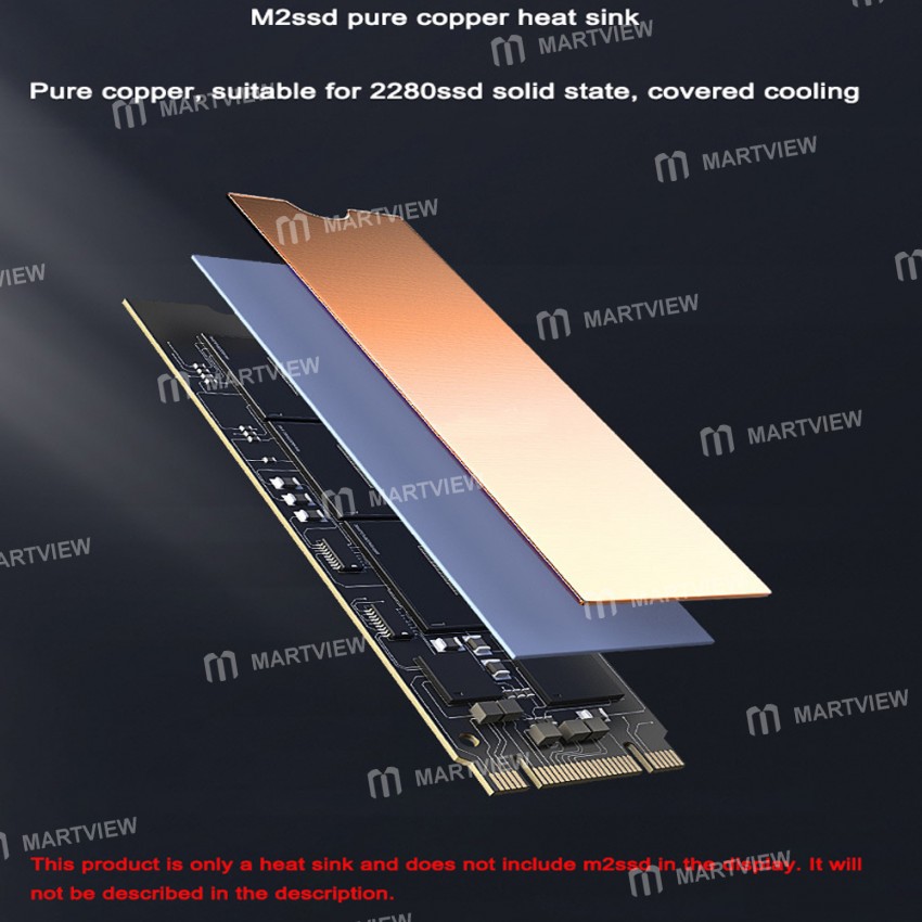 Pure Copper M.2 2280 SSD Heatsink with 6.0W/M K Thermal Pad for Computer Notebook - 2Pcs