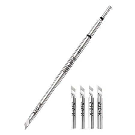 Relife 210-K C210 Heating Core with 5Pcs Replaceable Knife-Type Head for Camera Soldering Repair