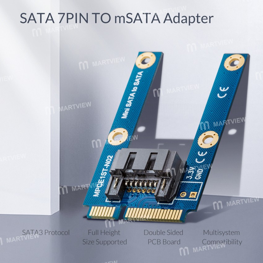 Orico MSTS7PW SATA 7Pin to mSATA Flat Type SSD Adapter Card Support Full Height Size