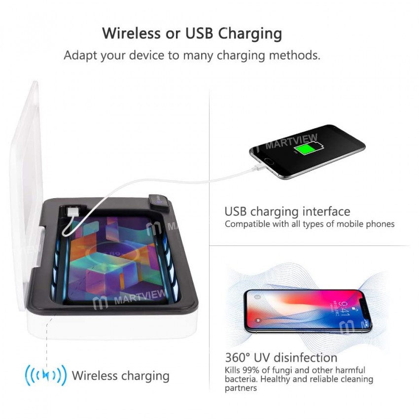 USB Portable Smartphone UV Sterilizer Box with Aromatherapy Function Wireless Charging