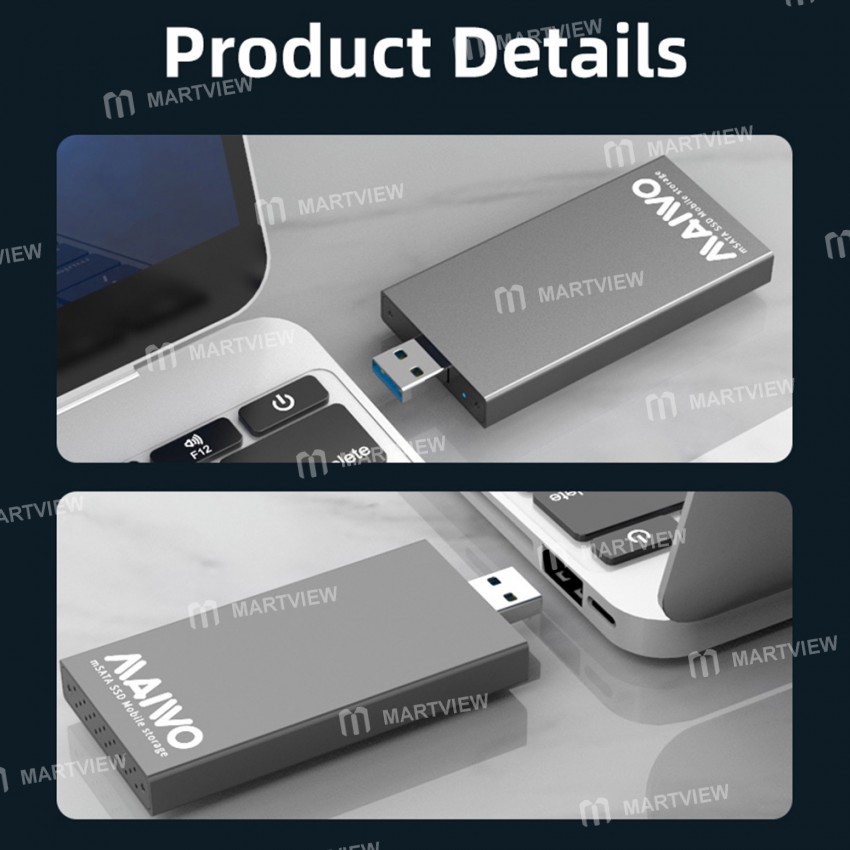 Maiwo K1642S Portable Aluminum Alloy 5Gbps USB 3.0 to mSATA SSD External Case