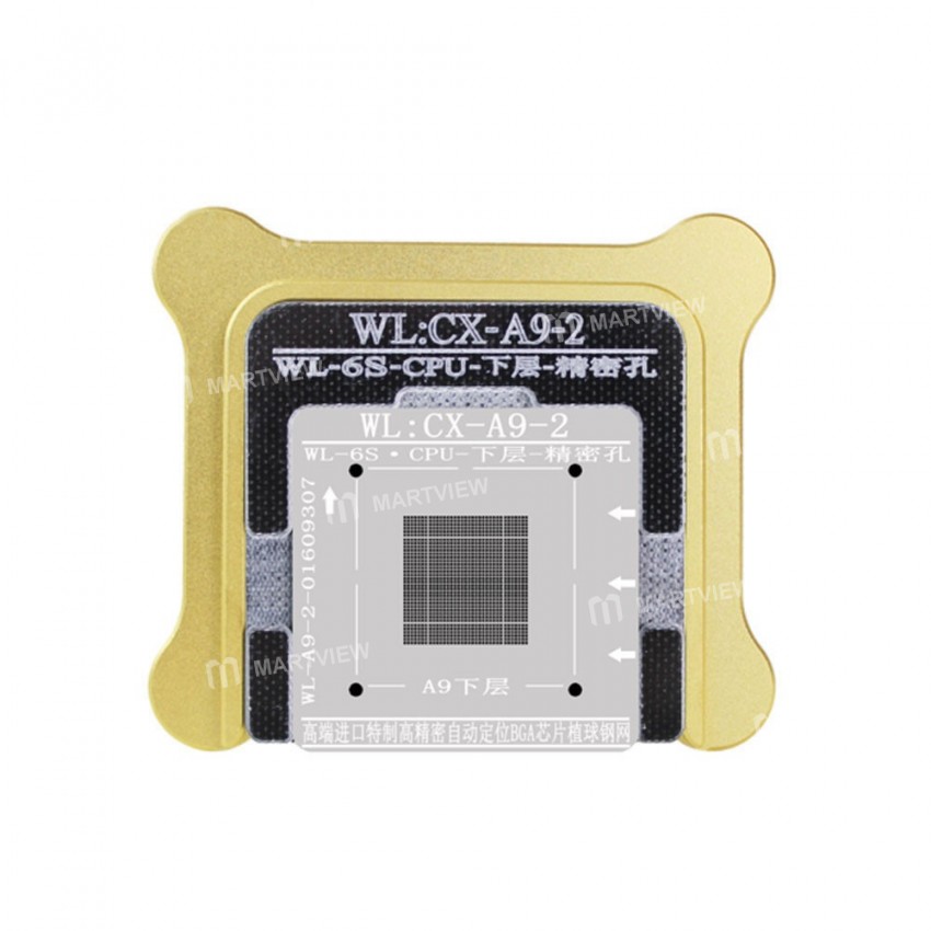 WL High-Quality A9 CPU Lower Tin Plate Steel Net BGA Reballing Stencil with Fixed Plate and Holder f