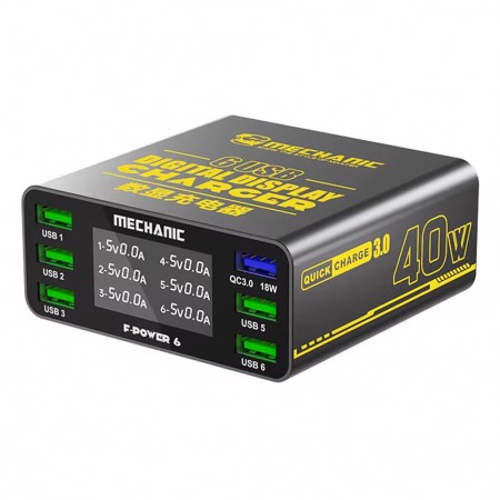 Mechanic F-Power 6 Series 6-Ports USB QC3.0 40W Smart LCD Display Charging Station