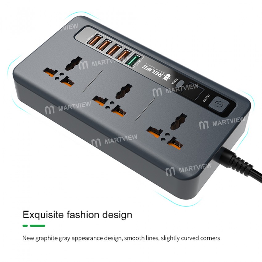 Relife RL-316D 2500W 5 USB Smart LED Digital Display Timer Switch Household Universal Socket