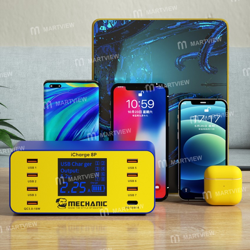 Mechanic iCharge 8P/8S QC 3.0 Multi-port Smart Fast Charger with Digital Display
