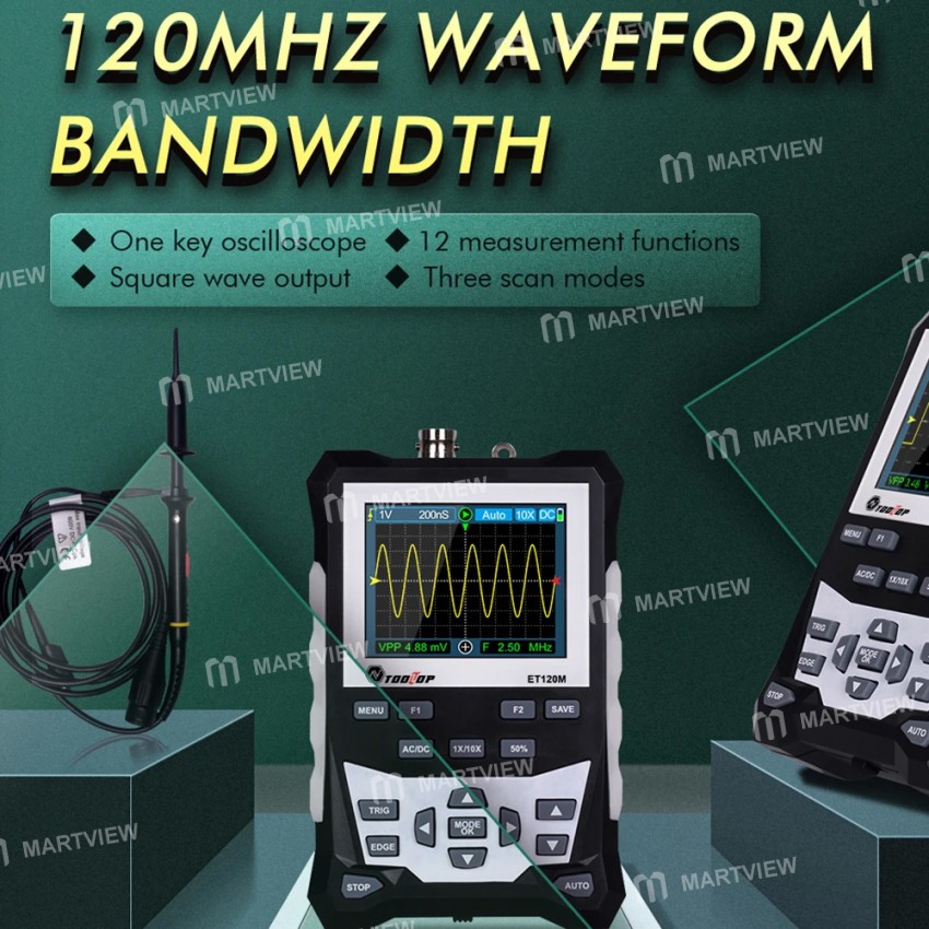 tooltop et120m-500msa-s-sampling-rate-120mhz-bandwidth-digital-oscilloscope-with-backlight-hd-screen