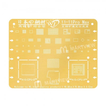 WL Gold BGA CPU IC Reballing Stencil Tin Net for iPhone 11 / 11 Pro / 11 Pro Max