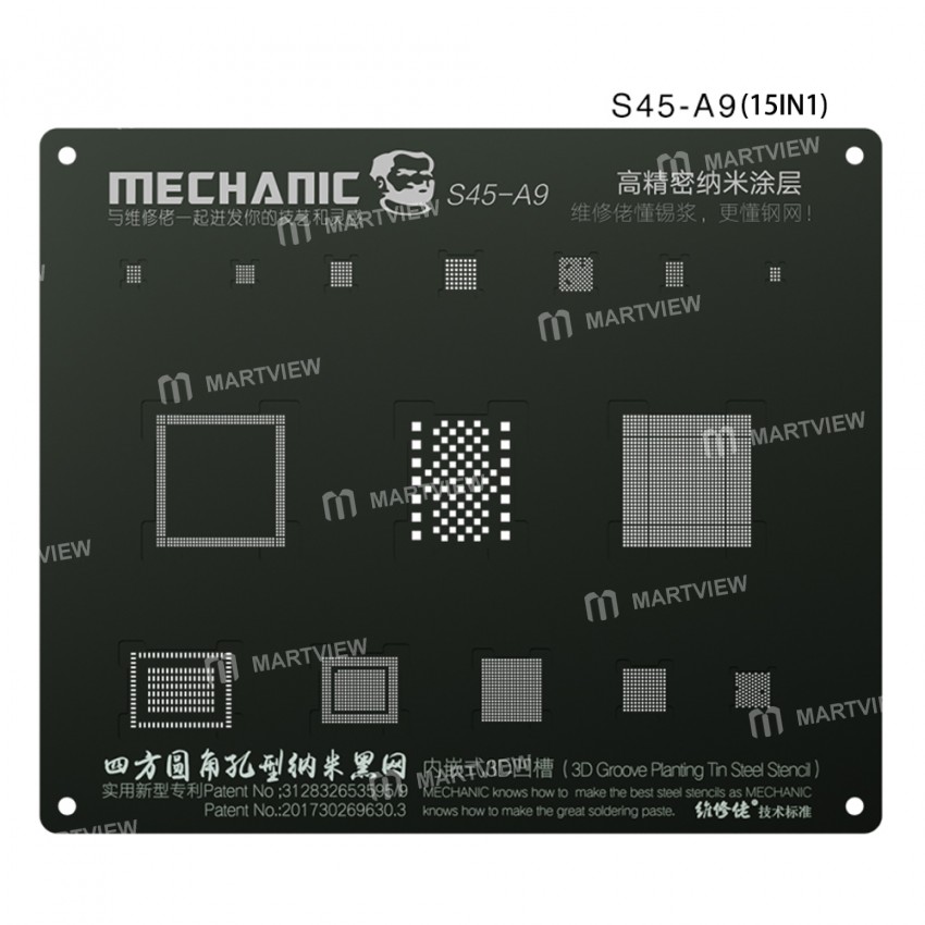Mechanic S45 3D Groove Tin BGA Reball Stencil Net for A8 / A9 / A10 / A11 / A12