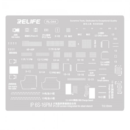 Relife RL-044 LCD Screen Original Color Infrared Dot-Matrix BGA Reballing Stencil for iPhone 6S to 16PM