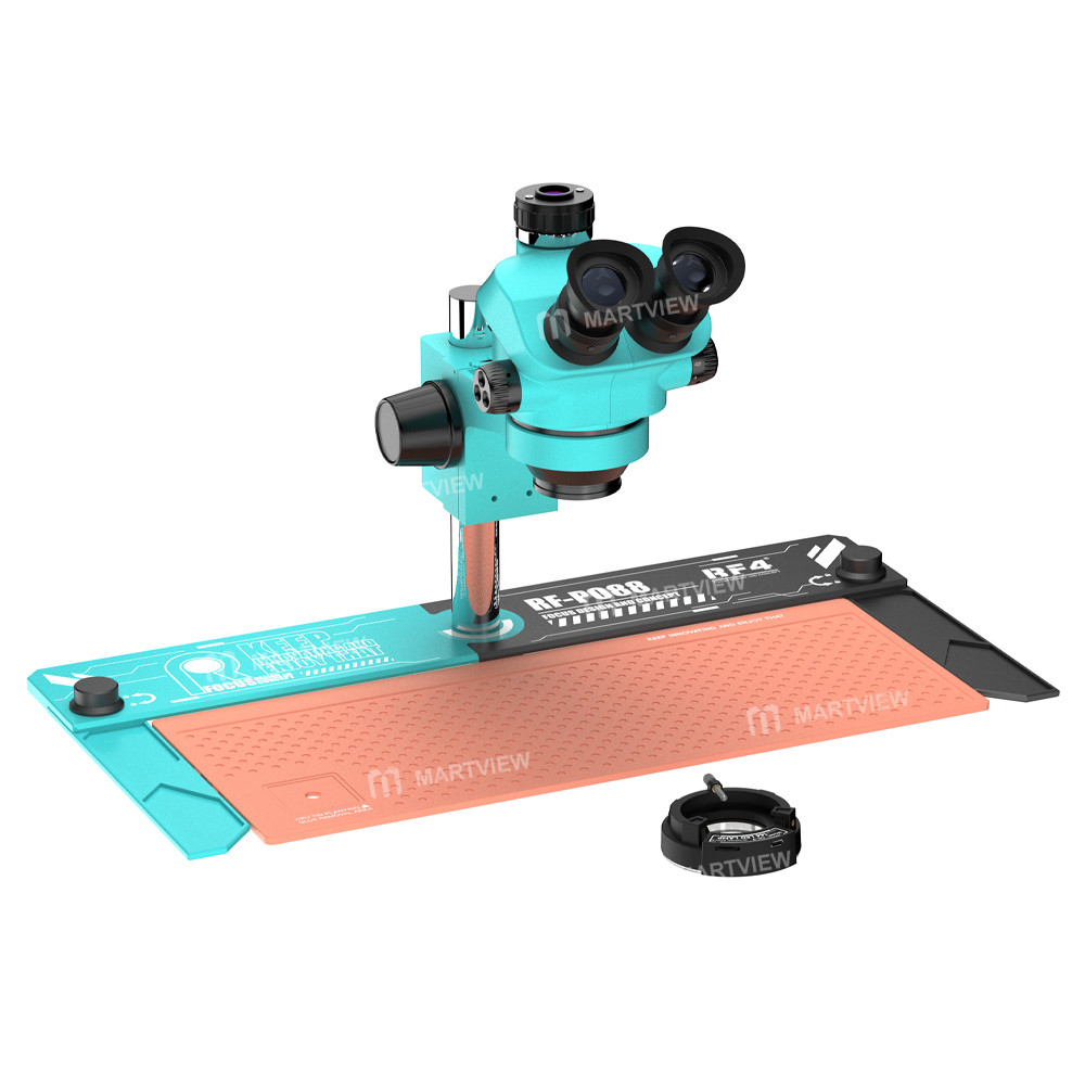 rf4 rf-7050tv-po88-7x-50x-synchronous-zoom-trinocular-stereo-microscope-with-po88-60x30cm-work-mat-4