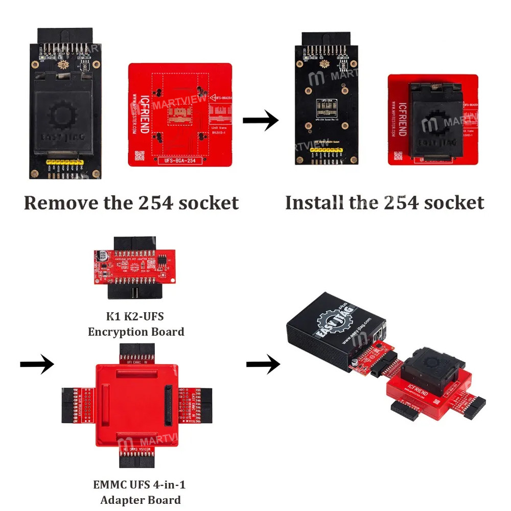 icfriend bga-ufs-254-base-board-support-easy-jtag-medusa-f64-ufs-bga-254-socket-3
