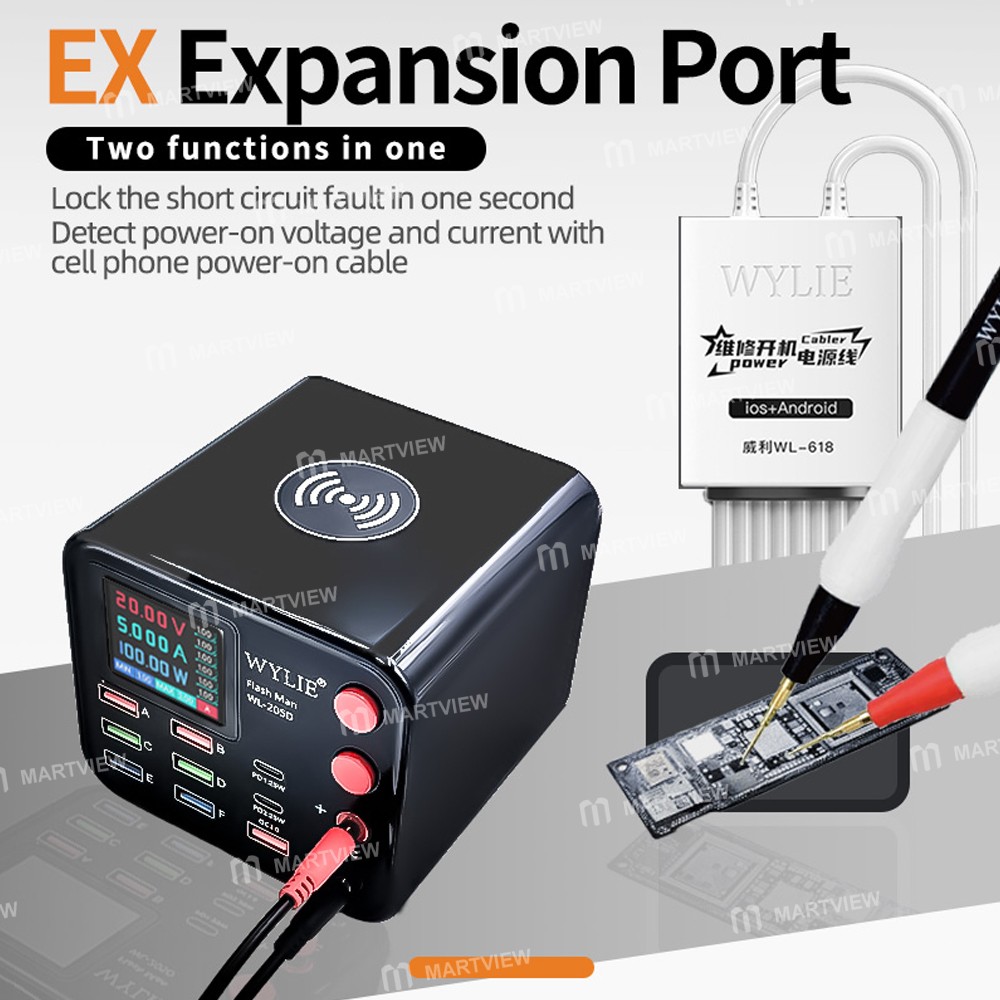 wylie wl-205d-100w-9-ports-usb-type-c-charger-station-with-wireless-charging--ex-expansion-port-3