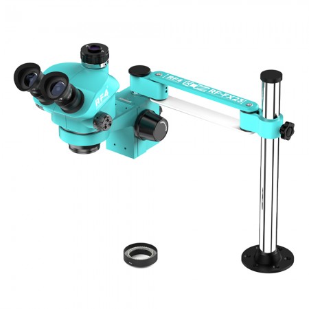 RF4 RF-FX23A 7-50X Free Swing Fixed Trinocular Stereo Microscope - Short Version