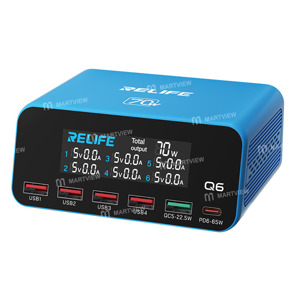 relife q6-70w-intelligent-multi-port-digital-display-charger-up-to-65w-single-port-output-2