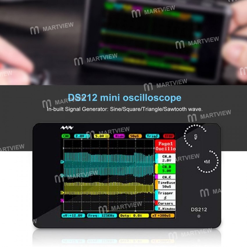 DS212 Portable Dual-channel Digital Touch Screen Oscilloscope with USB Interface