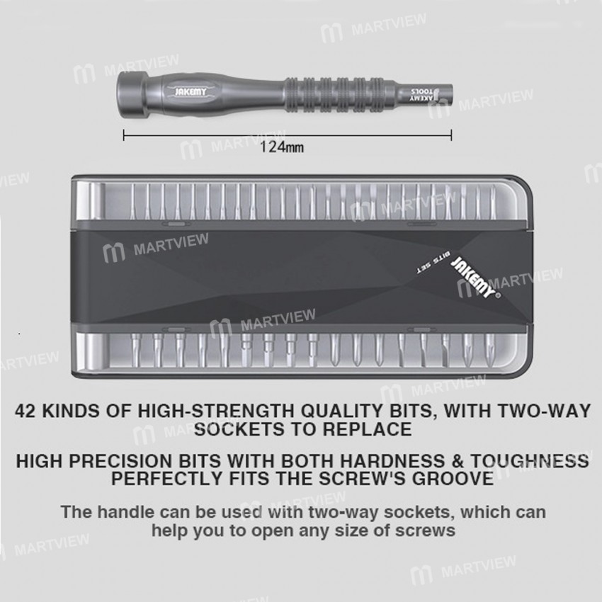 Jakemy JM-8174 45-in-1 S2 CR-V Bits Magnetic Screwdriver Bit Set with Aluminum Alloy Handle
