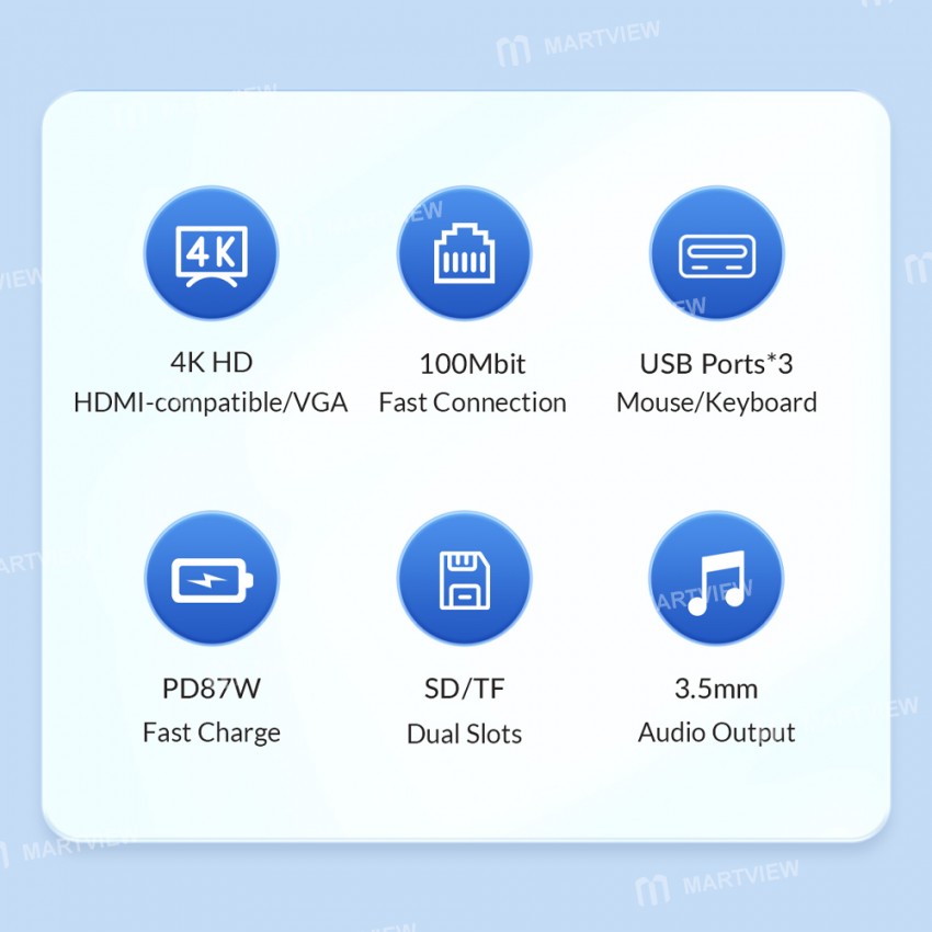 Orico MDK-10P 10-in-1 Type-C Multifunctional Docking Station Compatible HDMI / VGA for Laptop / iPad