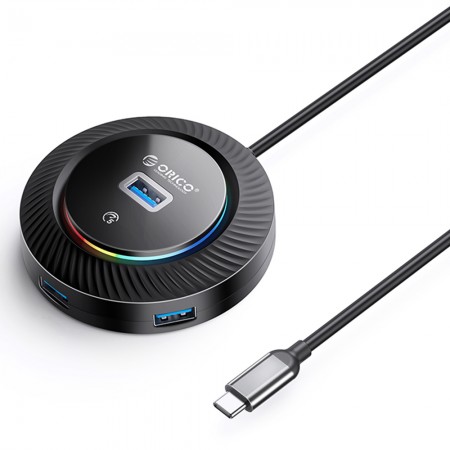 Orico YKR2 4-Port USB3.0 Round Desktop Splitter with RGB Light Effect
