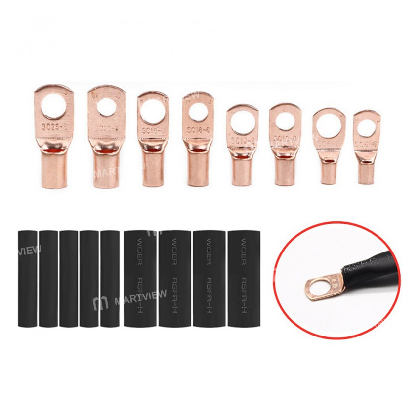 Wire Crimp Connector Soldered Copper Ring Terminal with Box - 60/240/260Pcs