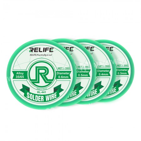 Relife RL-441 / 442 High Purity 0.3 / 0.4 / 0.5 / 0.6mm Medium Temperature Active No-clean Tin Wire