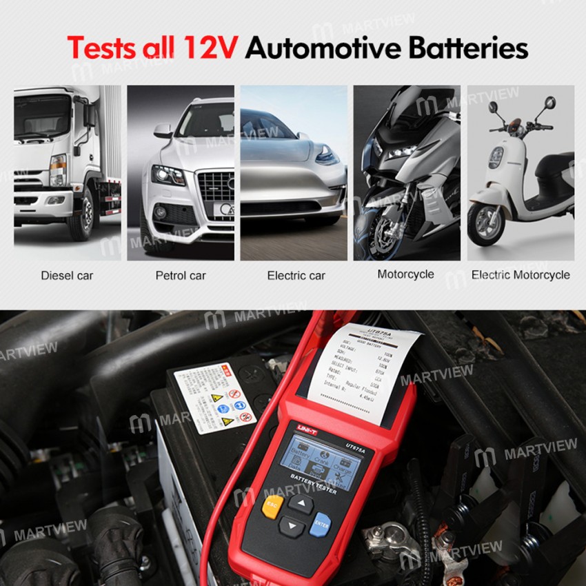 UNI-T UT673A / UT675A Car Battery Tester with Printer for 12V / 24V Battery Start-Up Test, Charging