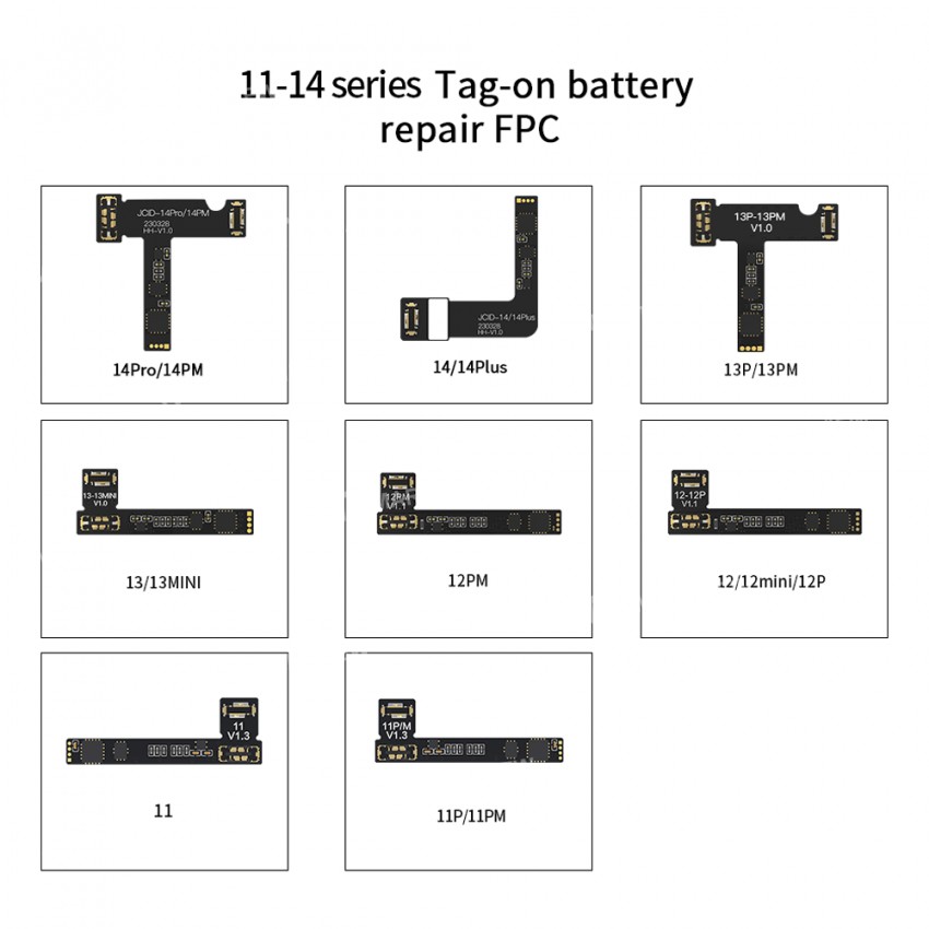 jcid v1se-external-battery-fpc-flex-cable-set-for-iphone-11-to-14pro-max-1