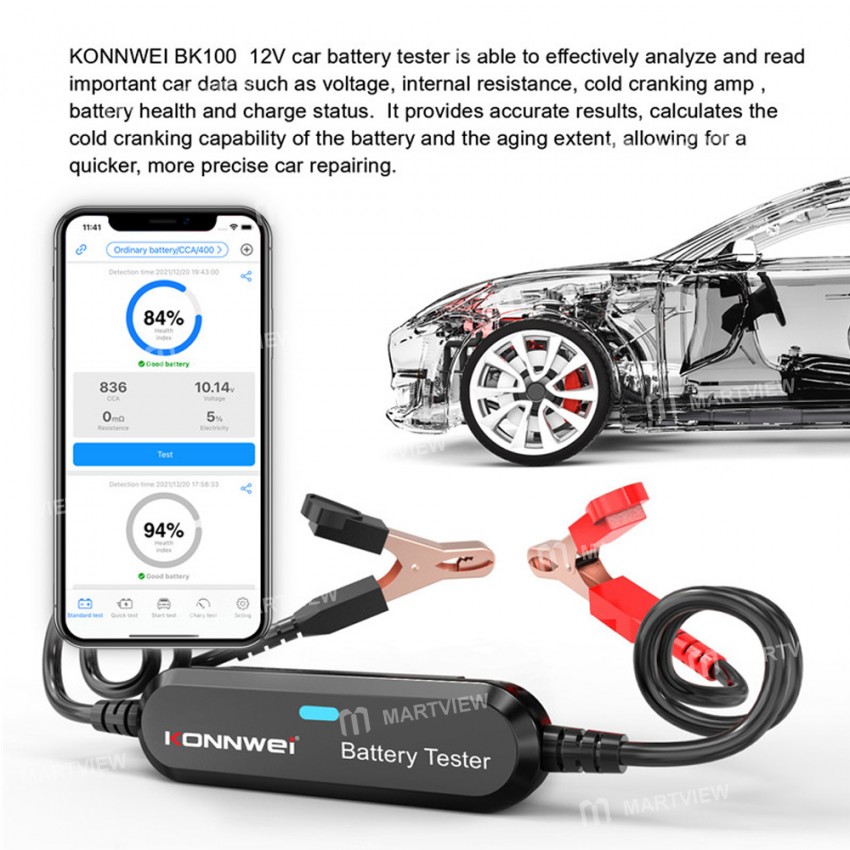 BK100 Multifunction Bluetooth 12V Lead-Acid Battery Diagnostic Test Instrument