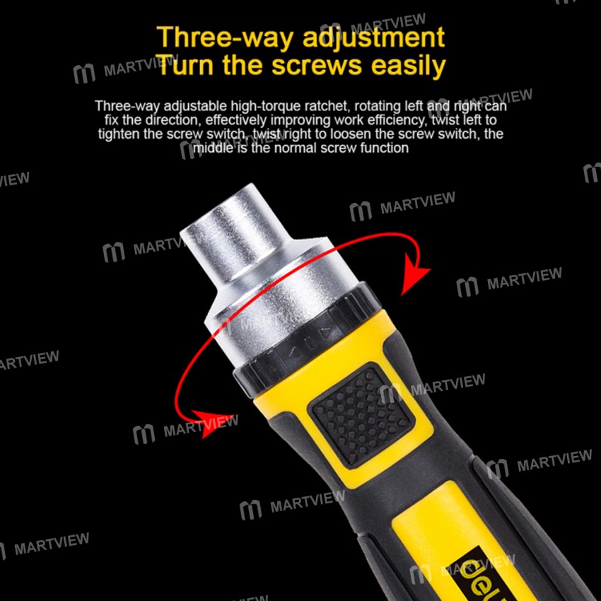 Deli DL260016 16-in-1 Three-Way Adjustable Chrome Vanadium Steel Ratchet Screwdriver