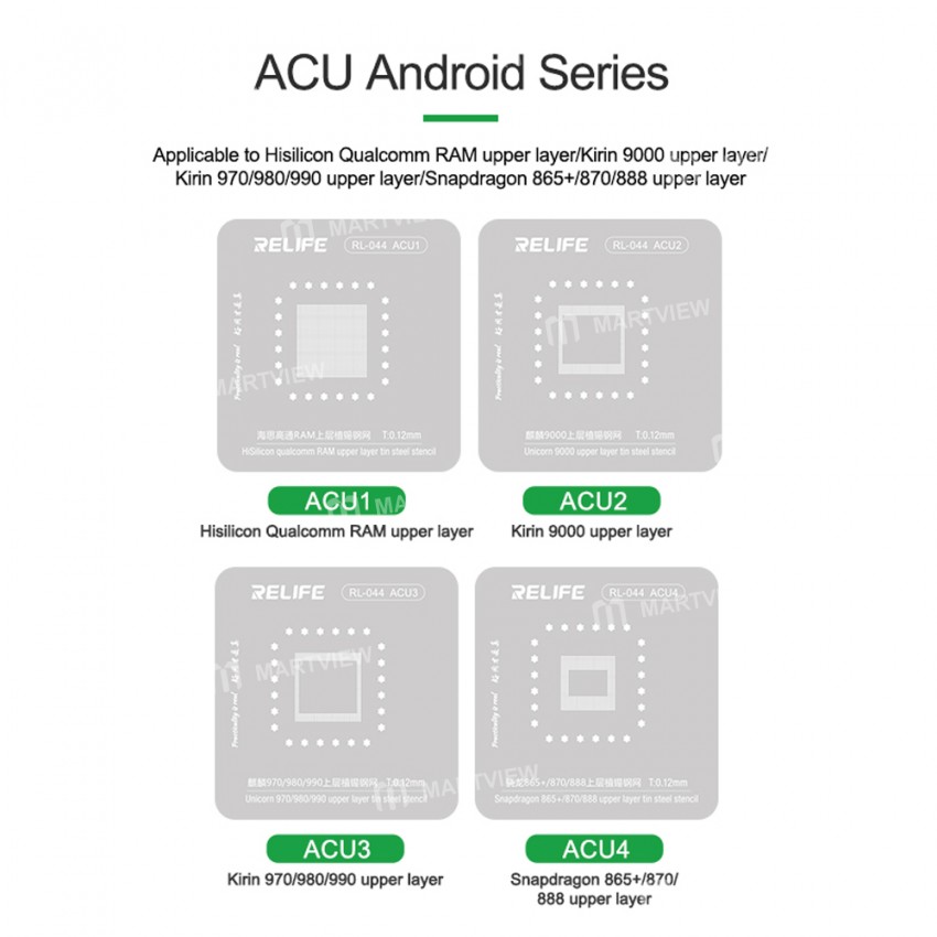 relife rl-044-android-series-bga-reballing-stencil-set-10