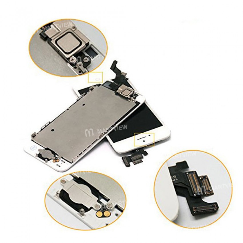 Replacement original iPhone 5 LCD with spareparts home button earphone camera etc white
