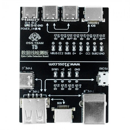 OSS T5 Abnormal Pass-Through Detection Board for Lightning / Micro / Type-C Data Cable Testing