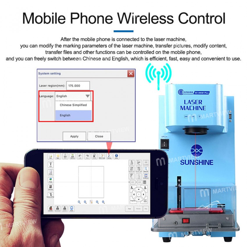 Sunshine SS-890B Plus 20W Multifunctional Fiber Laser Marking Machine for Remove Phone Back Cover