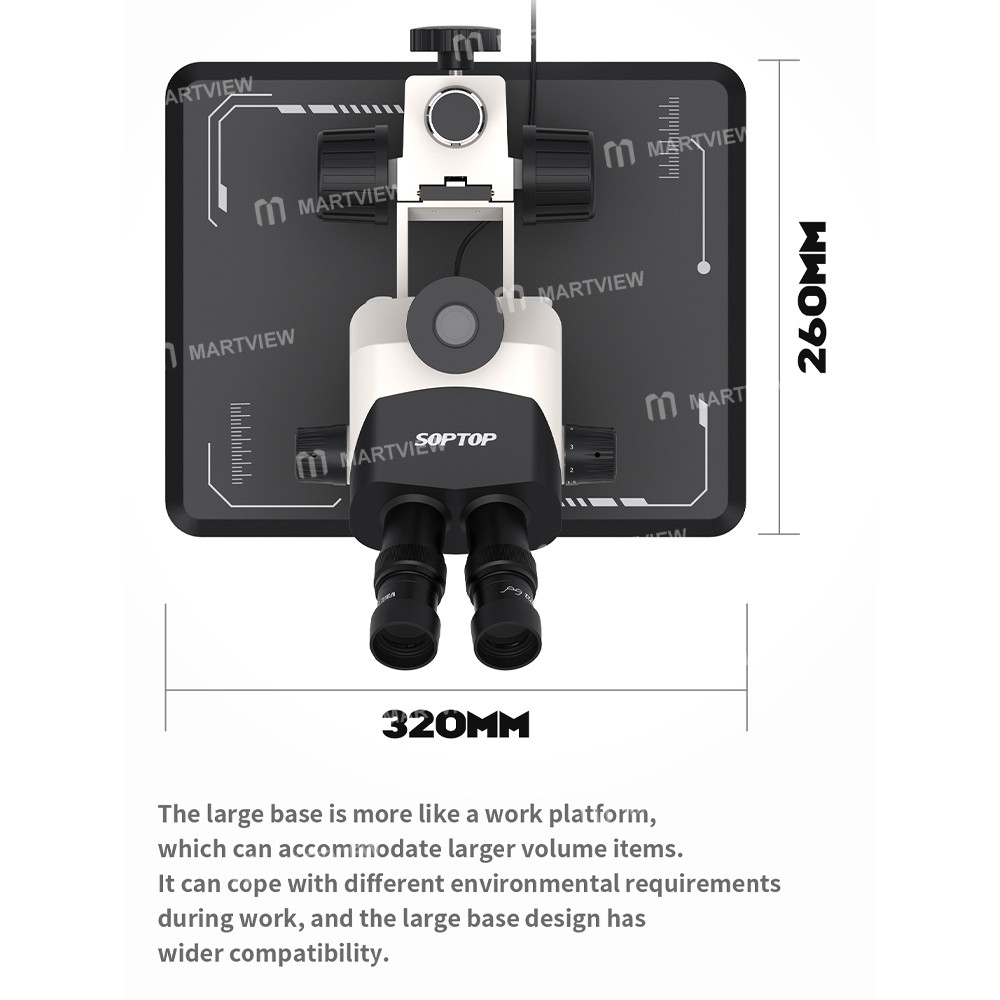 soptop szm-7060ultra-7-60x-adjustable-zoom-trinocular-stereo-microscope-with-big-base-for-pcb-repair