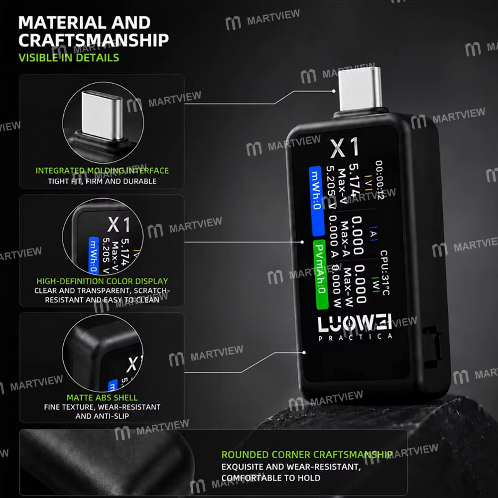 luowei x1-multifunction-voltage-current-power-battery-level-energy-digital-display-usb-c-tester-7