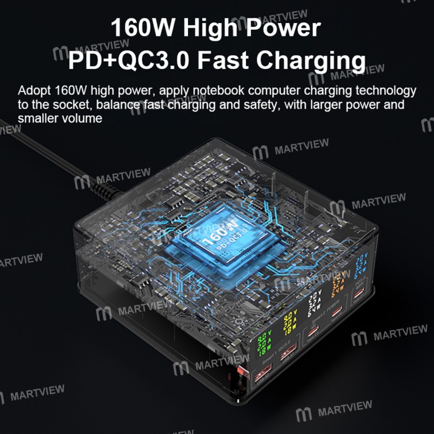160w gan-5-port-usb-fast-charging-station-with-15w-wireless-pd-65w-charging-6