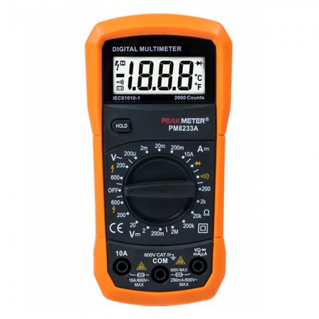 PEAKMETER PM8233A Digital Multimeter AC DC Voltage Current Resistance Ammeter Ohmmeter 2000 Counts Data hold